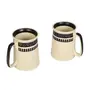 TERRACOTTA POTTERY OF RAJASTHAN Studio Pottery Ceramic Off-White & Black Printed Beer Mugs (Set of 2), 3 image