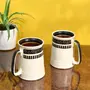 TERRACOTTA POTTERY OF RAJASTHAN Studio Pottery Ceramic Off-White & Black Printed Beer Mugs (Set of 2), 2 image