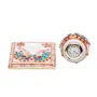 MEENAKARI ENAMEL PRODUCTS Decorative Marble Clock with Plate Stand for Home Table Top Handicrafts Home Decor Designers Peacock Design Watch with Rajasthani Meenakari (Multicolor 10x10x7.5 cm), 3 image