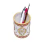 MEENAKARI ENAMEL PRODUCTS Decorative Round Marble Pen Stand for Office Table | Handicraft Home Decor Designer Flower Printed Pen Holder with Rajasthani Meenakari Work for Home (Multicolor 7.5x7.5x10 cm), 2 image