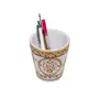 MEENAKARI ENAMEL PRODUCTS Decorative Round Marble Pen Stand for Office Table | Handicraft Home Decor Designer Camel Printed Pen Holder with Rajasthani Meenakari Work for Home (Multicolor 9x9x10 cm), 3 image