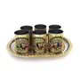 Meenakari Peacock Design Glass with Handle and Handicraft Serving Tray Set (Stainless Steel), 3 image