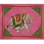 PICHWAI- PAINTED TEMPLE HANGING - Embossed Elephant Art (A Set of 2 pcs) (Handmade Painting) E003, 2 image
