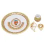 MEENAKARI ENAMEL PRODUCTS 9 Inch Designer Decorative Marble Pooja Thali | Round Shape Handicraft Home Decor Unique Puja Plate Set Golden Meenakari Work for Home and Office (Multicolor 23x23x7.5 cm), 3 image