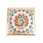 MEENAKARI ENAMEL PRODUCTS Wooden Minakari Puja Chowki | Wooden Chauki Bajot - Peacock Design (6 Inch Golden) - for Festivals Puja Home Decor and Gifts, 4 image