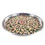 MEENAKARI ENAMEL PRODUCTS Pooja Thali Designer Stainless Steel Decorative Meenakari Pooja Plate (Green) 9 Inch for Home Dcor/Pooja & Gifts, 4 image