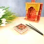 MEENAKARI ENAMEL PRODUCTS Minakari Puja Chowki Bajot | Compact Pooja Chowki for Small Spaces (4 Inch Golden) - for Festivals Puja Home Decor and Return Gifts, 4 image