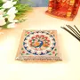 MEENAKARI ENAMEL PRODUCTS Wooden Minakari Puja Chowki | Wooden Chauki Bajot - Peacock Design (6 Inch Golden) - for Festivals Puja Home Decor and Gifts, 2 image