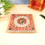 MEENAKARI ENAMEL PRODUCTS Wooden Minakari Puja Chowki Bajot | Compact and Lightweight Puja Chowki - Peacock Design (8 Inch Golden) - for Diwali Pooja Festivals Temple Home Decor and Gifts, 2 image