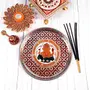 MEENAKARI ENAMEL PRODUCTS Pooja Thali Ganesha Design Stainless Steel Decorative Pooja Plate (Red |9 Inch) for Navratri Diwali Poojan/Pooja Room/Festival Gifting, 2 image