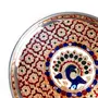 MEENAKARI ENAMEL PRODUCTS Pooja Thali Peacock Design Stainless Steel Decorative Meenakari Pooja Plate (Red|9 Inch) for Pooja Festivals | House Warming Gifting | Wedding Occasions, 8 image