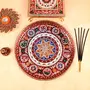 MEENAKARI ENAMEL PRODUCTS Pooja Thali Shubh Labh Design Stainless Steel Decorative Meenakari Pooja Plate (Multicolor|12 Inch) for Home Dcor/Pooja & Gifts, 2 image