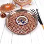 MEENAKARI ENAMEL PRODUCTS Pooja Thali Peacock Design Stainless Steel Decorative Meenakari Pooja Plate (Red|9 Inch) for Pooja Festivals | House Warming Gifting | Wedding Occasions, 6 image