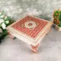 MEENAKARI ENAMEL PRODUCTS Wooden Minakari Chowki Bajot | Puja Chowki (14 Inch Golden) - Religious Meenakari Choki for Festivals Puja Home Decor and Gifts, 5 image