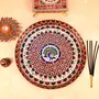 MEENAKARI ENAMEL PRODUCTS Pooja Thali Peacock & Flower Design for (Red|13 Inch) Welcome Plate/Home/Pooja/Wedding/Festival Pooja Thali, 2 image