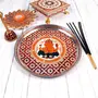 MEENAKARI ENAMEL PRODUCTS Pooja Thali Ganesha Design Stainless Steel Decorative Pooja Plate (Red |9 Inch) for Navratri Diwali Poojan/Pooja Room/Festival Gifting, 5 image