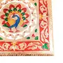 MEENAKARI ENAMEL PRODUCTS Wooden Minakari Puja Chowki Bajot | Compact and Lightweight Puja Chowki - Peacock Design (8 Inch Golden) - for Diwali Pooja Festivals Temple Home Decor and Gifts, 3 image