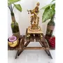 MEENAKARI ENAMEL PRODUCTS Golden meenakari Wooden Pooja bajot All Purpose chowki Flower Design for Pooja ghar Gold (6" X 6" INCHES), 3 image