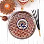 MEENAKARI ENAMEL PRODUCTS Pooja Thali Peacock Design Stainless Steel Decorative Meenakari Pooja Plate (Red|9 Inch) for Pooja Festivals | House Warming Gifting | Wedding Occasions, 2 image
