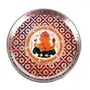 MEENAKARI ENAMEL PRODUCTS Pooja Thali Ganesha Design Stainless Steel Decorative Pooja Plate (Red |9 Inch) for Navratri Diwali Poojan/Pooja Room/Festival Gifting, 3 image