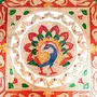 MEENAKARI ENAMEL PRODUCTS Wooden Minakari Puja Chowki Bajot | Compact and Lightweight Puja Chowki - Peacock Design (8 Inch Golden) - for Diwali Pooja Festivals Temple Home Decor and Gifts, 4 image