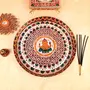 MEENAKARI ENAMEL PRODUCTS Pooja Thali Ganesha Design Stainless Steel Meenakari Pooja Plate (Multicolor|13 Inch) for Diwali Home Temple Office Wedding Return Gift Items, 2 image
