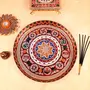 MEENAKARI ENAMEL PRODUCTS Meenakari Pooja Thali Shubh Labh Design Stainless Steel Decorative (Multicolor|13 Inch) for Home Temple Spiritual Gift Item, 2 image