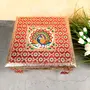 MEENAKARI ENAMEL PRODUCTS Meenakari Wooden Chowki | Meenakari Bajot- Religious Meenakari Choki for Festivals Puja & Home Decor- 12 inch Golden, 2 image