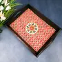 MEENAKARI ENAMEL PRODUCTS Wooden Tray | Serving Trays for Tea Coffee & Snacks with Meenakari Work - for Home Dining Table Organization Kitchen & Gifts - 14 inch, 2 image