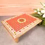 MEENAKARI ENAMEL PRODUCTS Wooden Minakari Chowki Bajot | Wooden Patla (15 Inch Golden) - Religious Meenakari Choki for Festivals Puja Home Decor and Gifts, 2 image
