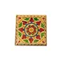 MEENAKARI ENAMEL PRODUCTS Golden meenakari Wooden Pooja bajot All Purpose chowki Flower Design for Pooja ghar Gold (5" x 5" Multicolor), 4 image