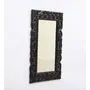 SAHARANPUR HANDICRAFTS 3.2 Feet Mango Wood Square Black Polished Wall Mirror (38 * 24 in), 3 image