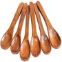 SAHARANPUR HANDICRAFTS Wooden Handmade Kitchen Eating Spoons for Soup and Noodles Non Stick Serving Set of 6 of | Pure sheesham Wood Mini Cute Spoon // 5 inch, 2 image