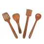 SAHARANPUR HANDICRAFTS Wooden Coocking Spoon Spatula & Ladle Spoon Set of 4 (Brown), 3 image