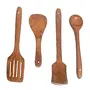 SAHARANPUR HANDICRAFTS Wooden Coocking Spoon Spatula & Ladle Spoon Set of 4 (Brown), 2 image