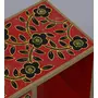 SAHARANPUR HANDICRAFTS Wooden Hand Painted Multipurpose Rack Organizer Book Case Storage Display Cabinet with Solid 2 Cube Chamber one Storage Box for Living Room Bed Room and Home, 5 image