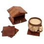 SAHARANPUR HANDICRAFTS Wood Drink Coasters Hut Shaped 6 Pieces Coasters Set with Holder 100% Natural and Organic Dining Table Decor Centerpiece for Home Office Table, 4 image