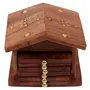 SAHARANPUR HANDICRAFTS Wood Drink Coasters Hut Shaped 6 Pieces Coasters Set with Holder 100% Natural and Organic Dining Table Decor Centerpiece for Home Office Table, 2 image