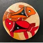 Traditional Patachitra Art Wooden Coaster Set of 2 by SAHARANPUR HANDICRAFTS (8cm X 8cm), 5 image