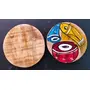 Handcrafted Patachitra Art Wooden Coaster Set of 2 by SAHARANPUR HANDICRAFTS (8cm X 8cm), 7 image