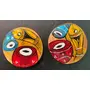 Exquisite Patachitra Handpainted Wooden Coaster Set of 2 by SAHARANPUR HANDICRAFTS (8cm X 8cm), 2 image