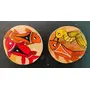 Traditional Patachitra Art Wooden Coaster Set of 2 by SAHARANPUR HANDICRAFTS (8cm X 8cm), 2 image