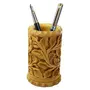 SAHARANPUR HANDICRAFTS Wooden Handmade Leaf Design Pen Stand for Office Table & Desk, 2 image