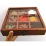 SAHARANPUR HANDICRAFTS Sheesham Wooden Spice Box with Spoon for Kitchen 9x9x2 inches Brown, 5 image