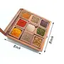 SAHARANPUR HANDICRAFTS Spice Box Set With Spoon For Kitchen (8 X 8 X 2 Inches Brown), 2 image