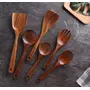 SAHARANPUR HANDICRAFTS Handmade Wooden Serving and Cooking Spoon Ladles & Turning Spatulas Kitchen Non Stick Utensil Set (6), 2 image