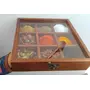 SAHARANPUR HANDICRAFTS Sheesham Wooden Spice Box with Spoon for Kitchen 9x9x2 inches Brown, 4 image