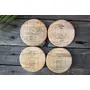 SAHARANPUR HANDICRAFTS Round Wooden Table Desk Coasters for Dining Table and Home Decor Restaurants and Hotel - Set of 4, 4 image