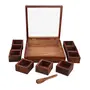 SAHARANPUR HANDICRAFTS Sheesham Wood Spice Box with Spoon Wooden Masala Box Masala Dabba - (9 Box), 4 image