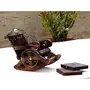 SAHARANPUR HANDICRAFTS Wooden Antique Beautifull Miniature Rocking Chair Design Tea Coffee Coaster Set, 3 image